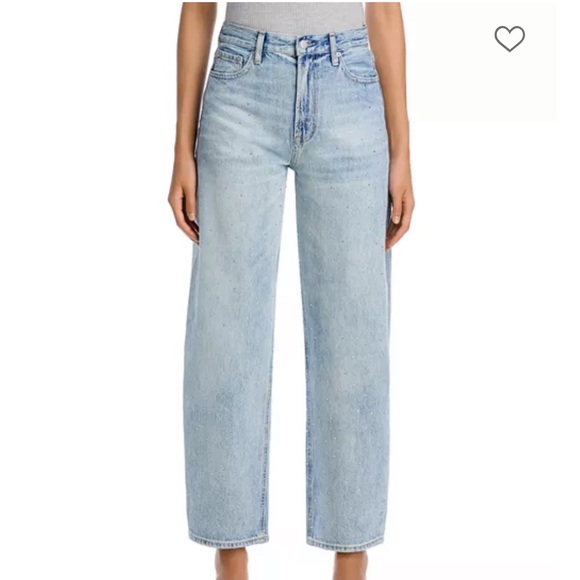 pistola Denim - pistola Light Wash High-Rise Wide Leg Jeans Wes with Glitz barrel